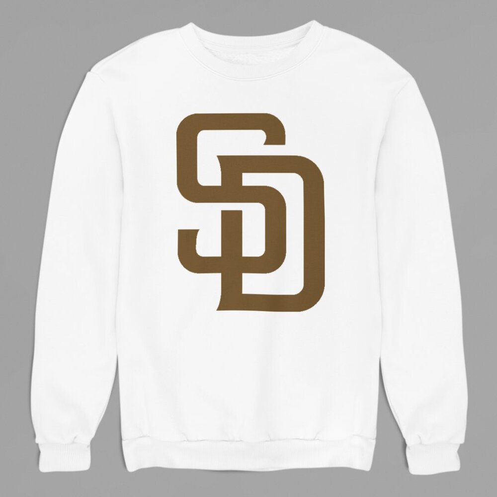 NEW San Diego Padres Team Color Pop SD Fleece Long Sleeve Sweatshirt WHITE